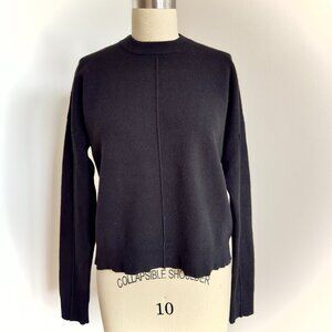 JOSEPH Black Boiled Wool Sweater Women's Minimalist Crew Neck Luxury - Size M